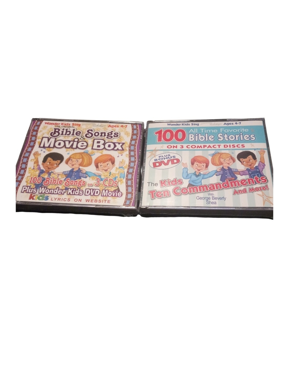 2 Wonderkids Bible Songs Movie Box & 100 Bible Stories Both Sealed In Plastic